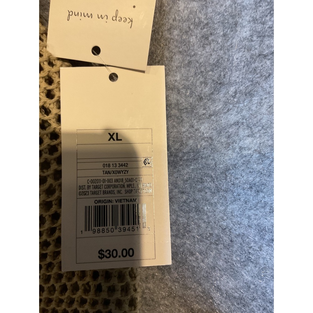 NWT A New Day Tan Crochet Midi Skirt Womens XL Open Knit Lined Back Slit - Picture 4 of 7